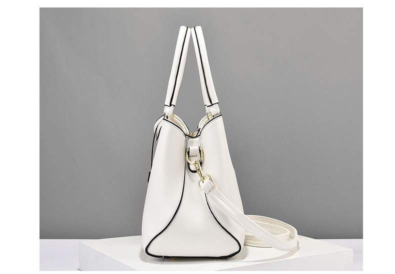 Ladies Faux Leather Satchel Elegant Handbag with Gold Hardware